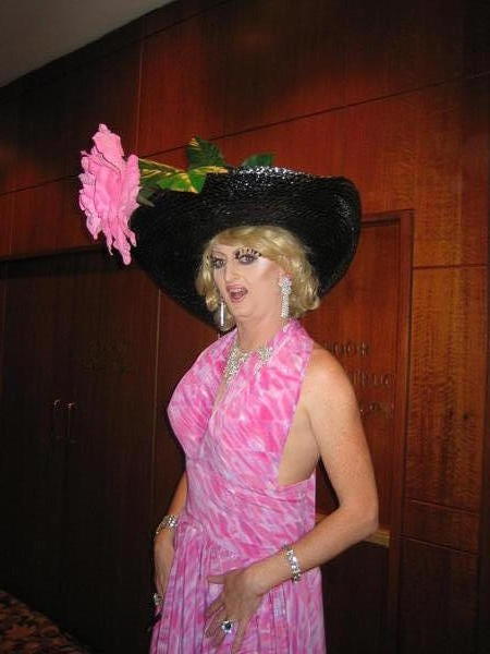 Funny man dressed as woman