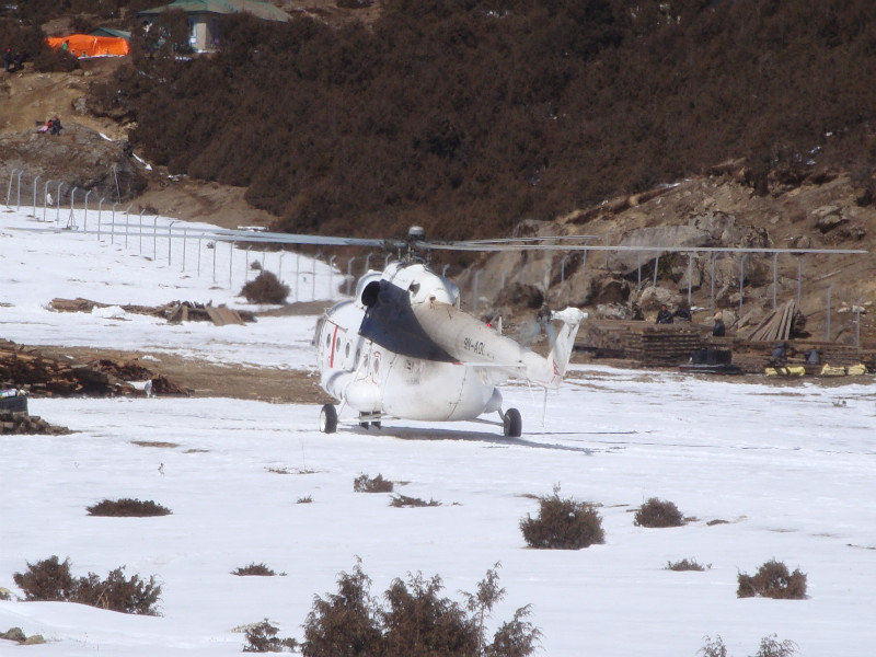Heli at the airstrip