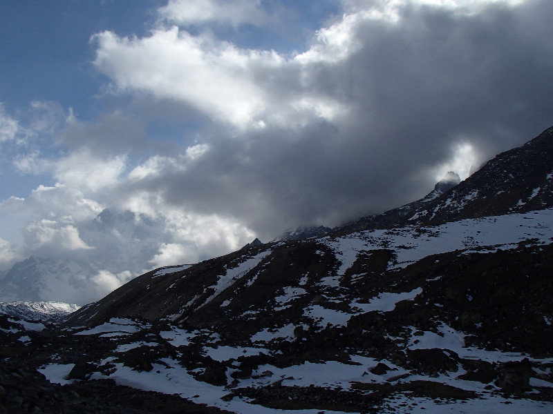 Heading back to Lobuche as the cloud rolls in