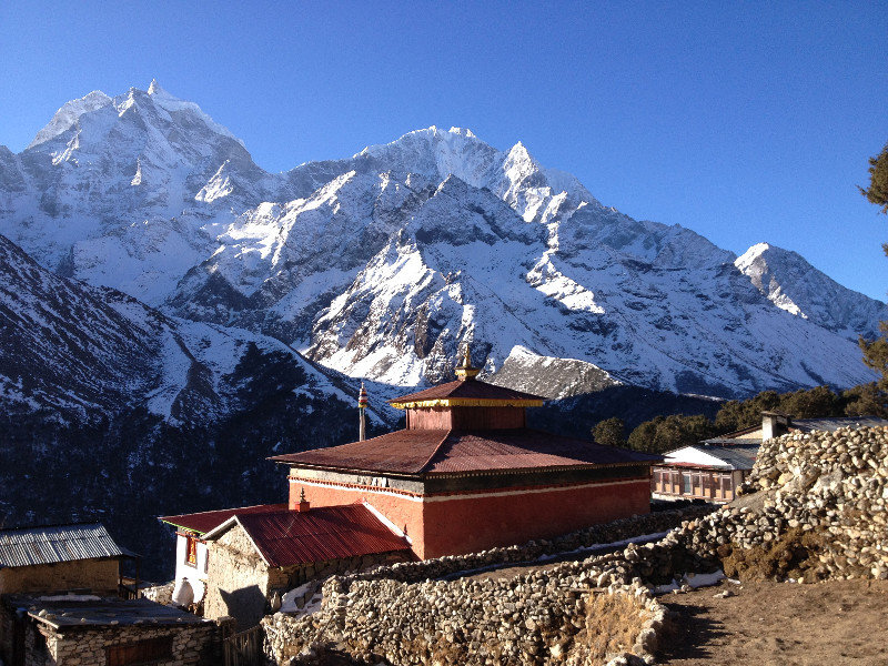 Pangboche Gompa and Ama Dablam in the morning