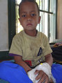 Little boy with chest infection having IV antibiotics