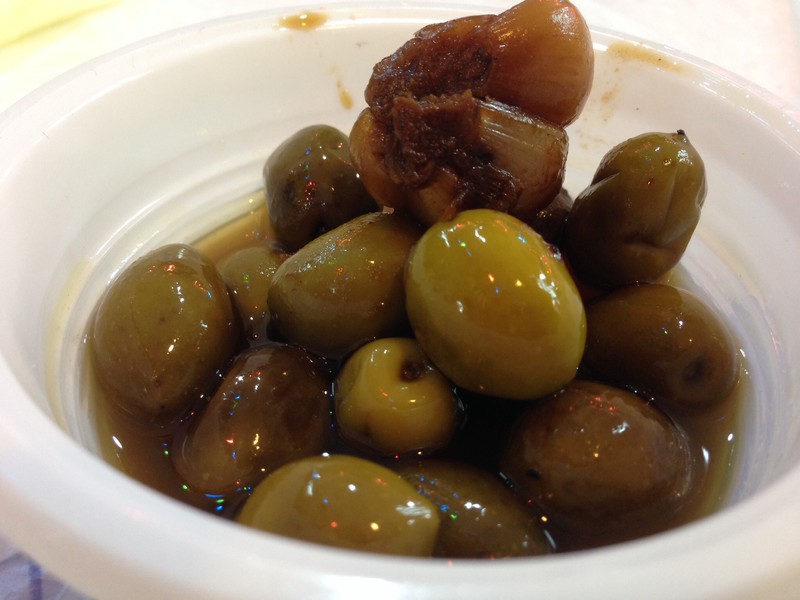 Pickled olives and garlic