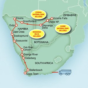 Map of Overland Trip