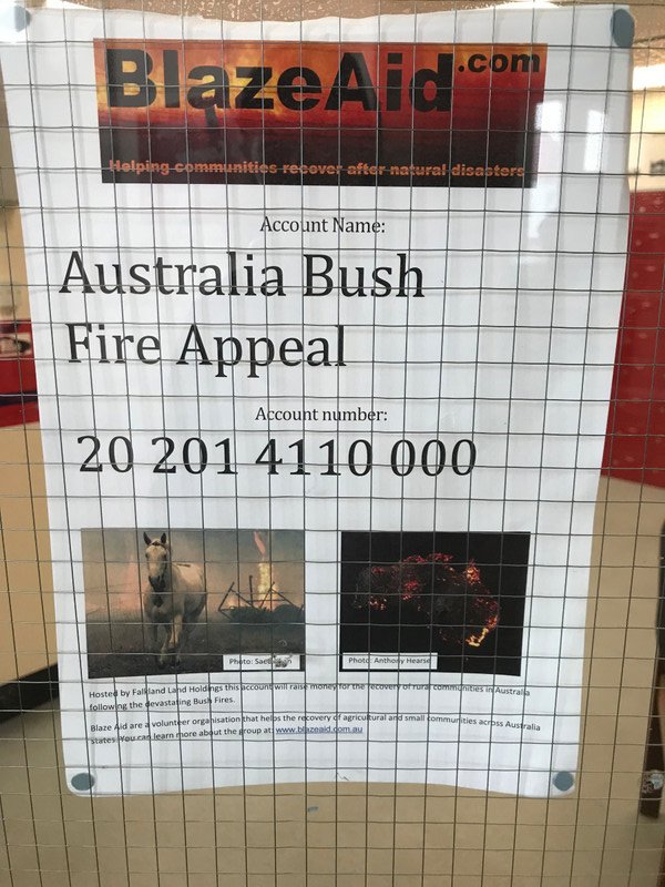 The bushfire news even made it to the Falklands