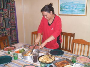 Tanya serving our meal