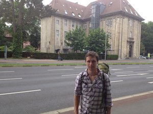 Dan walking to train in Göttingen