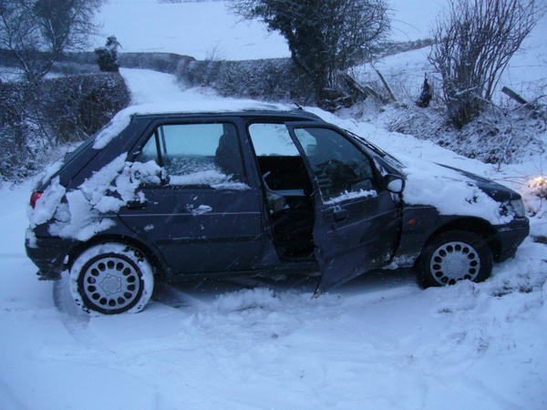 This was the first time I had seen snow let alone drove in it. I underestimated how slippery it was!