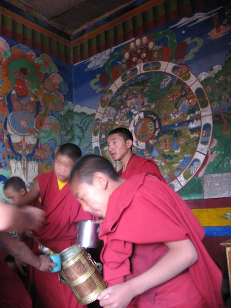 Spitok Gompa - puja - lunch time