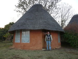 A typical South African "rondavel" hut.
