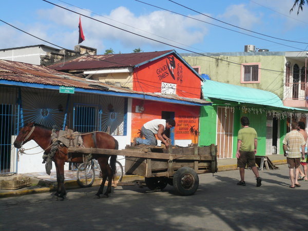 Horse drawn carriages are commonplace in Nicaragua