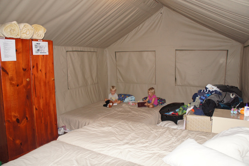Inside the safari tent - quite civilized don't you think?