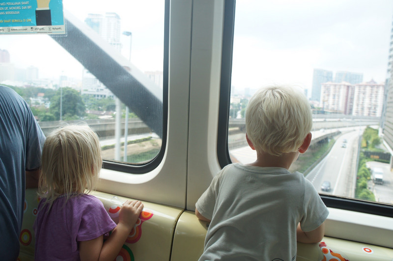 Taking in the city views from the monorail/skytrain, that disappointingly didn't fly!