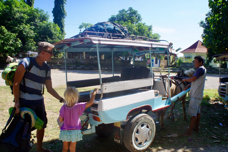 Taking a horse and cart. Gili islands, here we come!