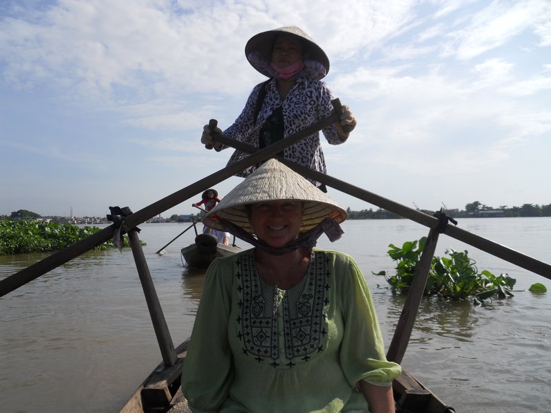being rowed up the Mekong!