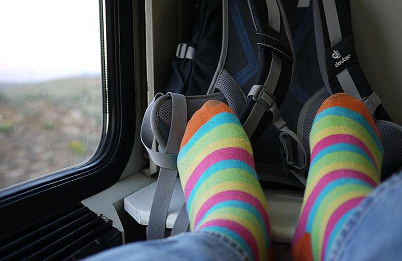Happy Socks on a train 