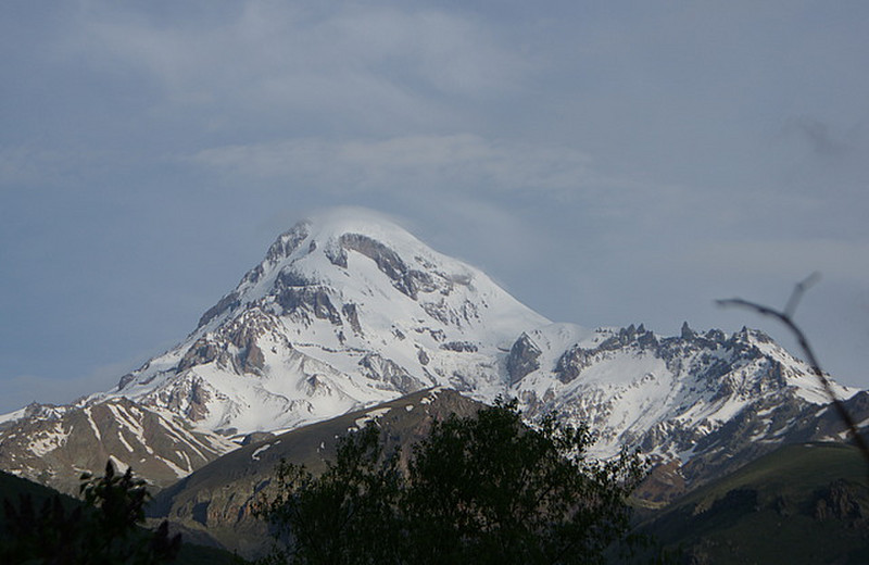 The peak at kazbegi at 7 in the morning 