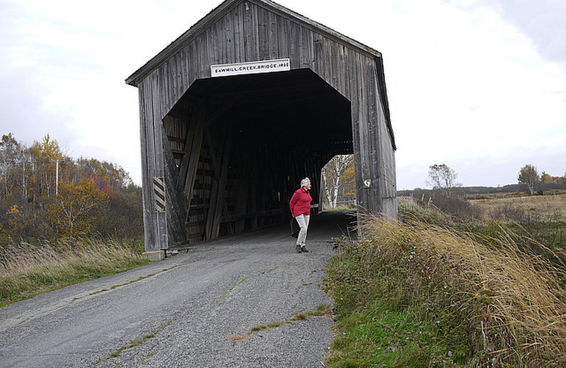A covered bridge, on the trans-canada trail