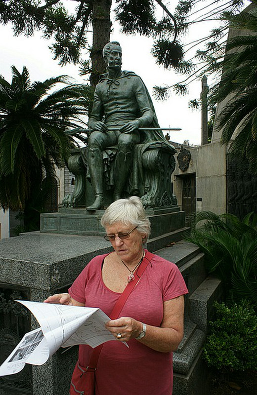Liz trying to work out which grave to see next