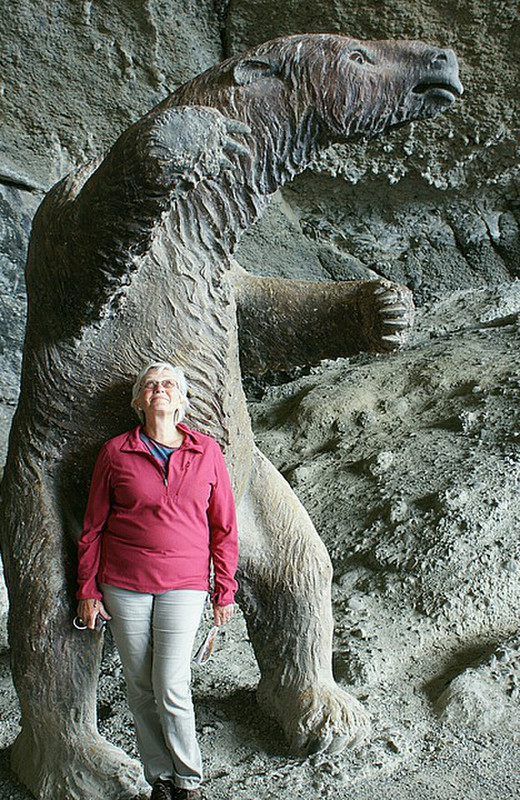 A replica of a prehistoric cave animal - and Liz