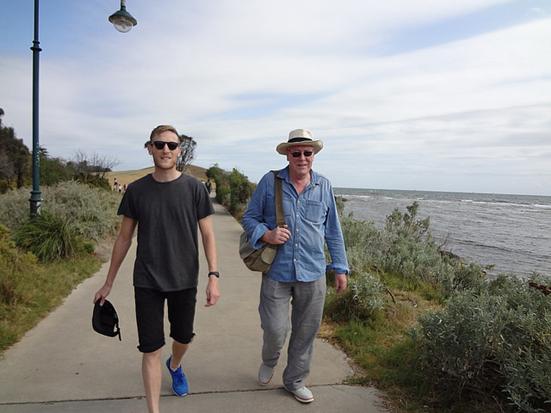 walking on the seafront at St Kilda