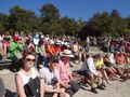 the crowd waiting for the geyser show