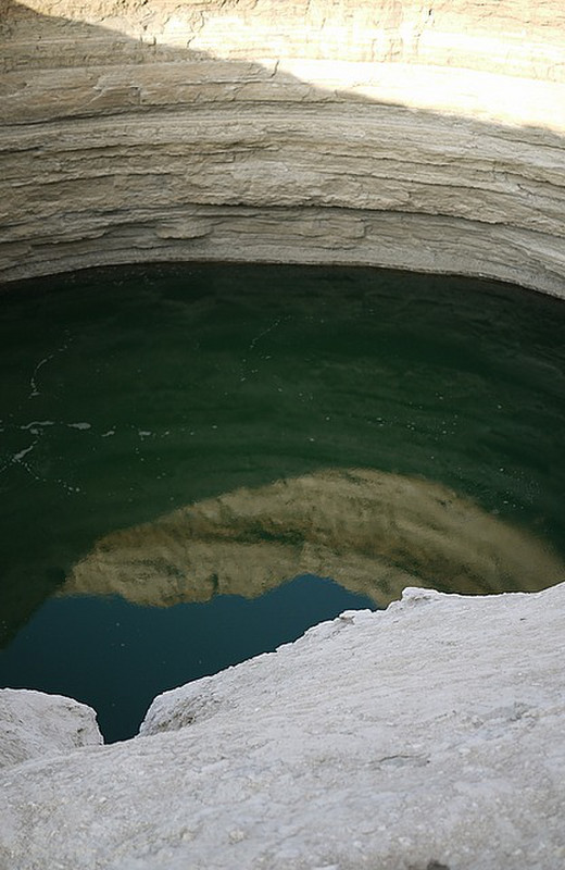 reflections in the water crater