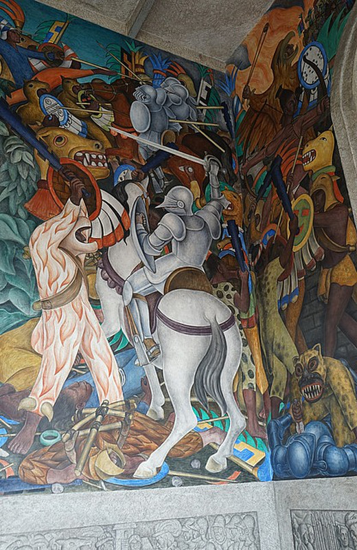 Part of a Diego Rivera mural in the palace