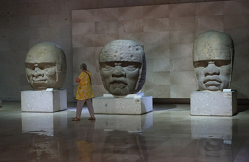 Several giant heads
