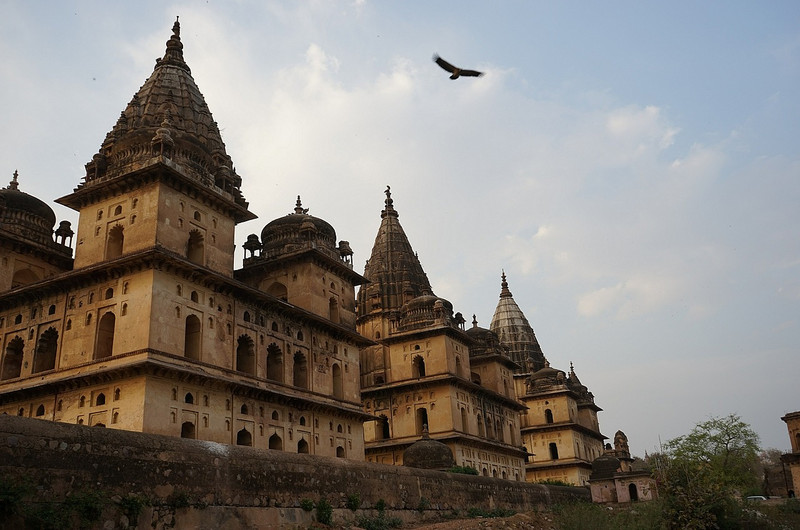 The ancient mausoleums in Orchha