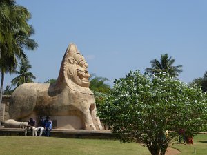 In the temple grounds - a lion