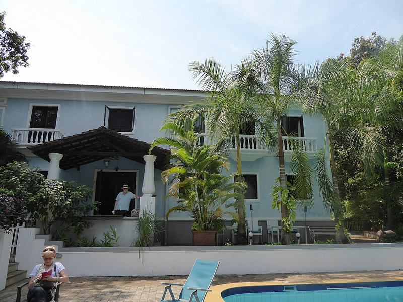 Our hotel in Goa, with Peter and the pool