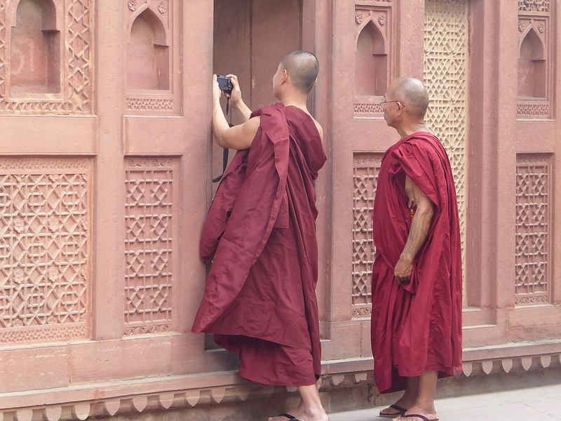 Buddhist monks being tourists at Agra Fort