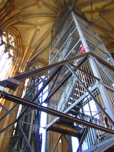 Staircase to viewing platform, located in tower above the bells