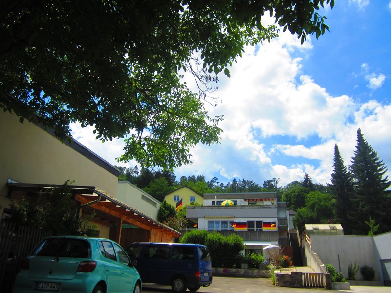 House in Rebdorf decorated for football tournament