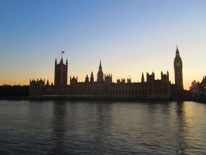 British Parliament at dusk