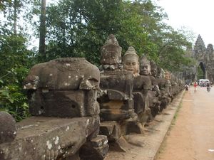 Statues on bridge over moat - Angkor Thom