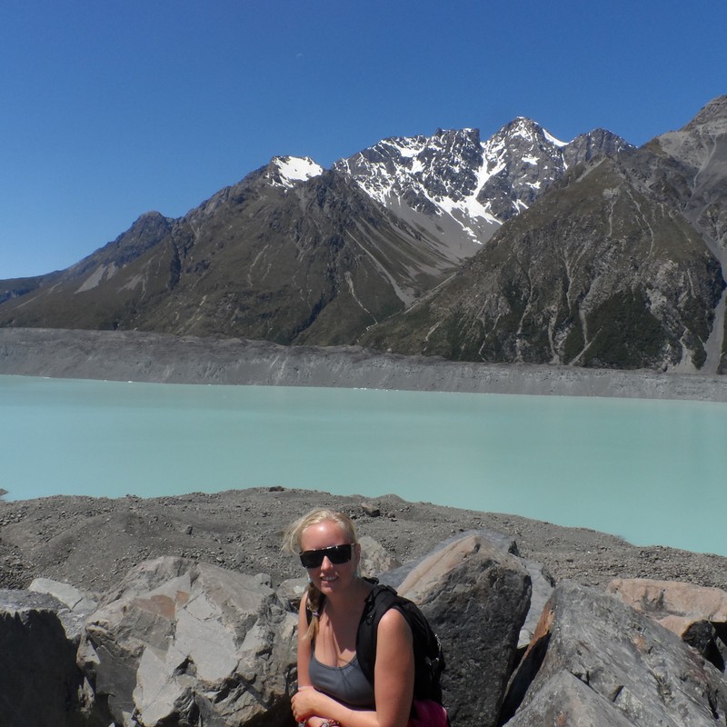 Laura at the Tasman Glacier