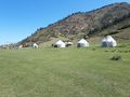 Yurt camp in a valley