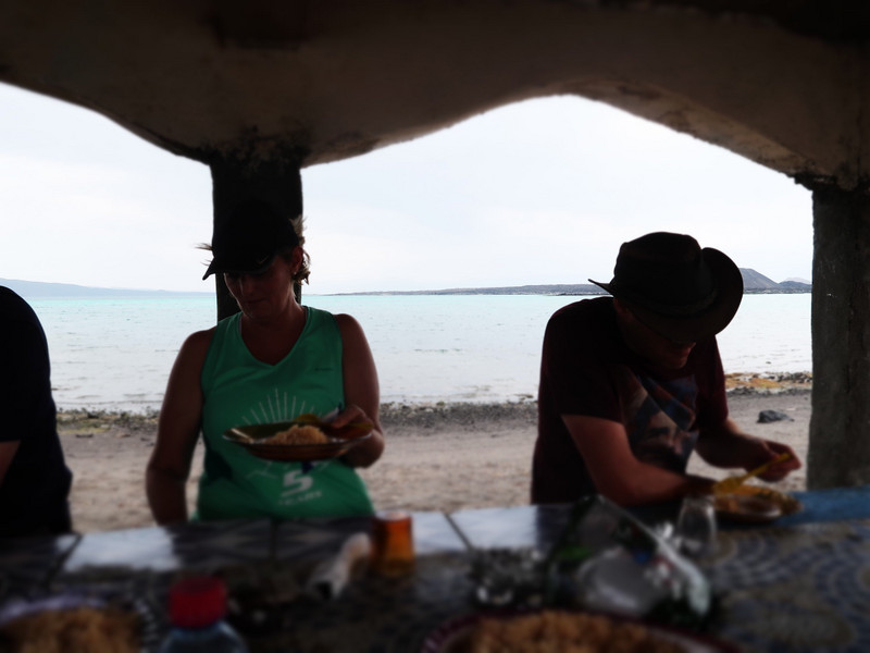 Lunch on beach of Ghoubbet-el-Kharab