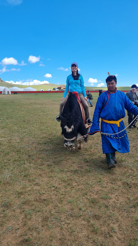 Our guide riding on a yak