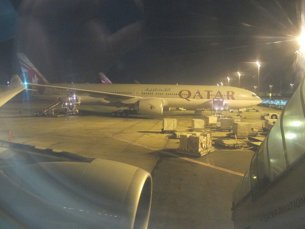 Boarding Qatar Airways in Doha
