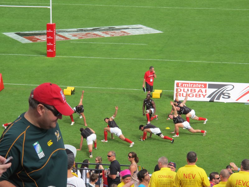 Rugby guys stretching :)