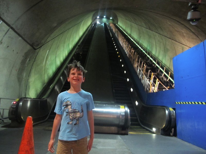 Huge escalator at the Metro