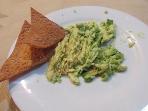 homemade chips and avocado