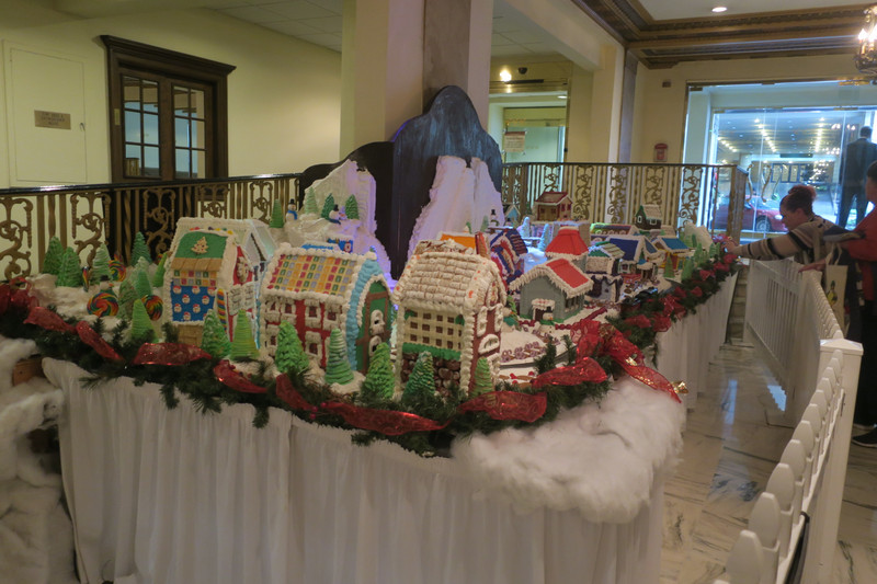 Gingerbread house display at the Peabody