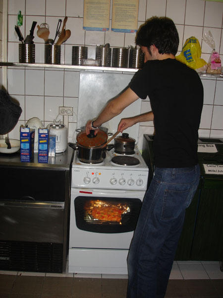 Paolo cooking dinner, a true Italian