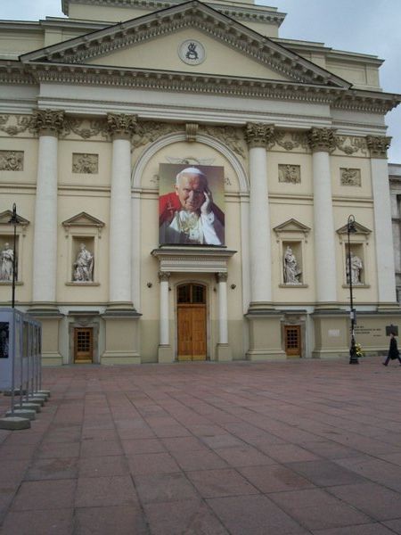 Church with Pope John Paul's photo in front