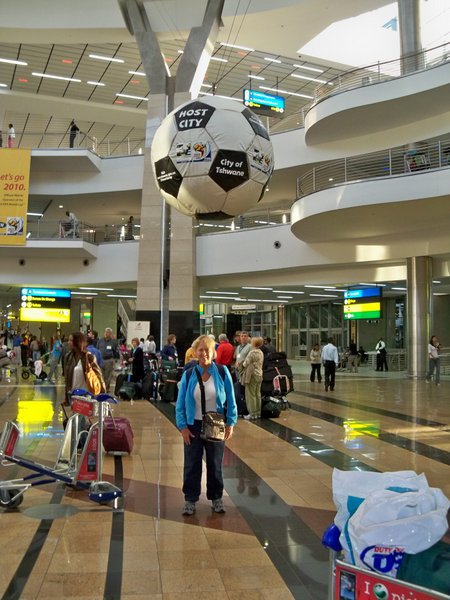Soccer Ball & E at Jo'burg Airport