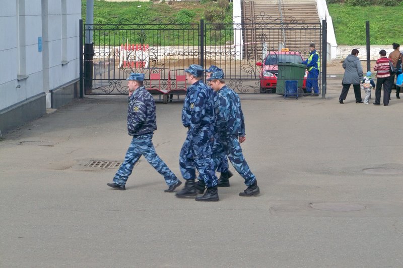 Russian Soldiers in Blue Camouflage