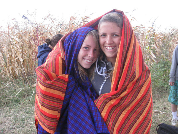 My friend Katie and I wrapped in our Shukas!